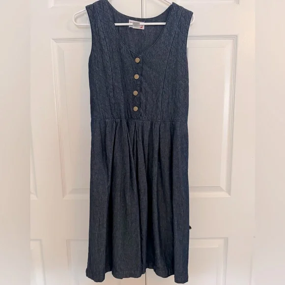 american vintage denim dress Women's dress Faow - BLUE 0 Sleeveless Blue - E24
